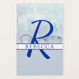 Agenda Nome Monograma de cor azul