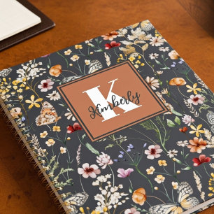 Agenda Nome Monograma Floral Boho Moderno