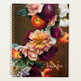 Agenda Nome Monograma Floral Botânico Elegante Rústico