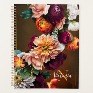 Agenda Nome Monograma Floral Botânico Elegante Rústico