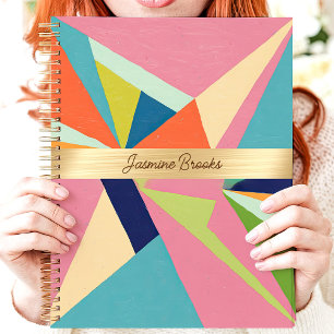 Agenda Nome Personalizado Abstrato Geométrico Colorido