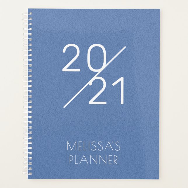 Agenda Nome Personalizado Azul Elegante Moderno 2021 (Frente)
