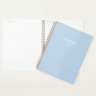Agenda Nome Personalizado Azul em Pó Elegante -