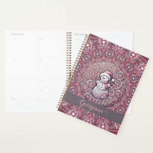 Agenda Nome Personalizado Bastante Quente Snowman Mandala