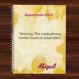 Agenda Nome Personalizado Compromisso Amarelo de Aquarela