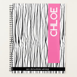 Agenda Nome personalizado, cor-de-rosa e preto