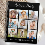 Agenda Nome Personalizado da Colagem de Fotos da Família<br><div class="desc">Planejador de calendário de colagem de fotos personalizado. Mantenha todos os seus compromissos e agendamento à mão com o nosso divertido planejador de fotos, que tem 9 fotos para personalizar e nomear. Este planejador de colagens de fotos de tendências é perfeito para o horário de trabalho, eventos escolares para crianças,...</div>