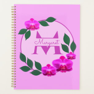 Agenda Nome personalizado da vintagem floral rosa, cor-de