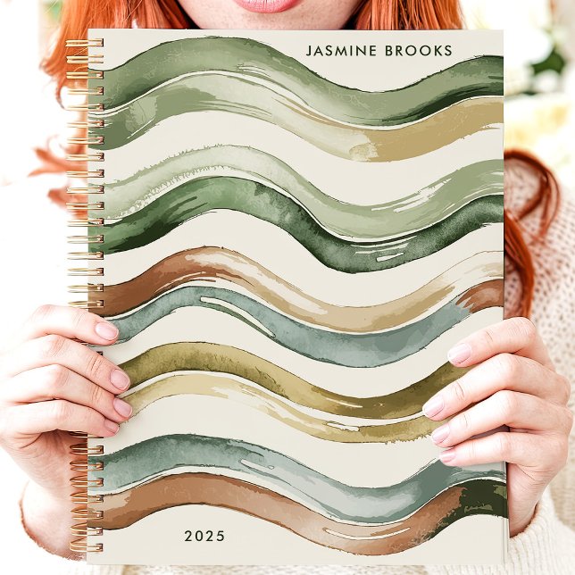 Agenda Nome Personalizado das Stripes de Cores Terrestres (Criador carregado)