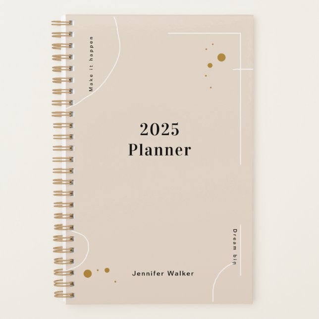 Agenda Nome personalizado de design minimalista e estétic (Frente)