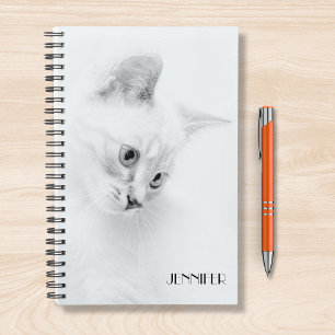 Agenda Nome Personalizado de Gato Preto e Branco
