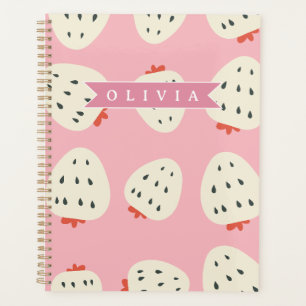 Agenda Nome Personalizado de Morango Rosa Fofo de Menina