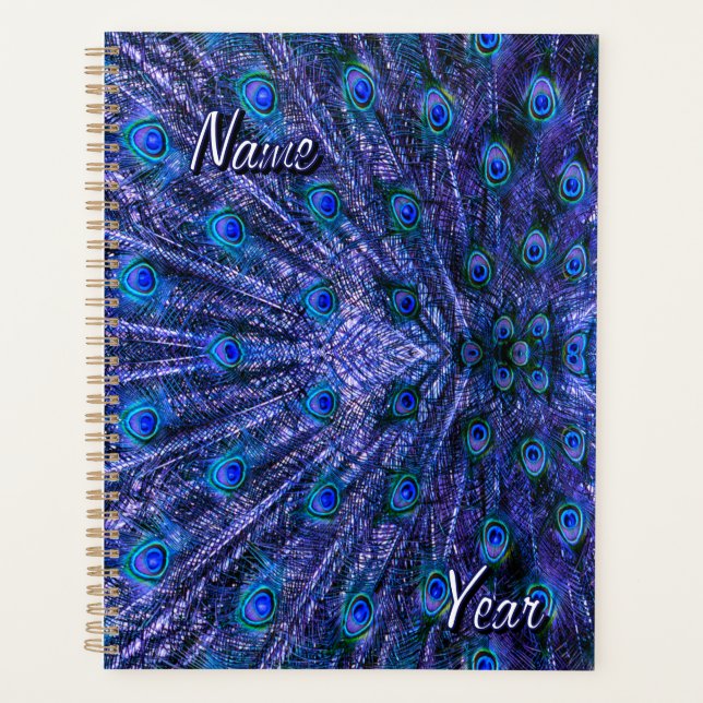 Agenda Nome Personalizado de Penas de Peacock Puro (Frente)