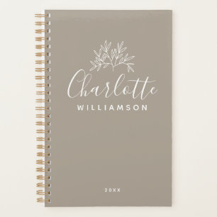 Agenda Nome Personalizado de Script Minimalista Taupe Bro