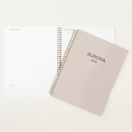 Agenda Nome Personalizado do Beige do Blush Elegante -