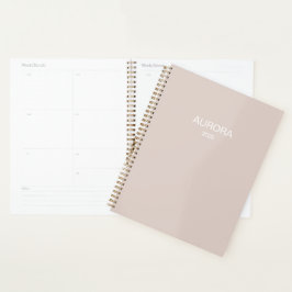 Agenda Nome Personalizado do Beige do Blush Elegante -