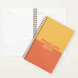 Agenda Nome Personalizado do Bloco de Cor Laranja Amarelo