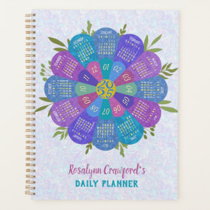 Agenda Nome Personalizado do Flor Roxo do Calendário 2025
