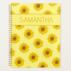 Agenda Nome Personalizado do Padrão de Girassol Amarelo
