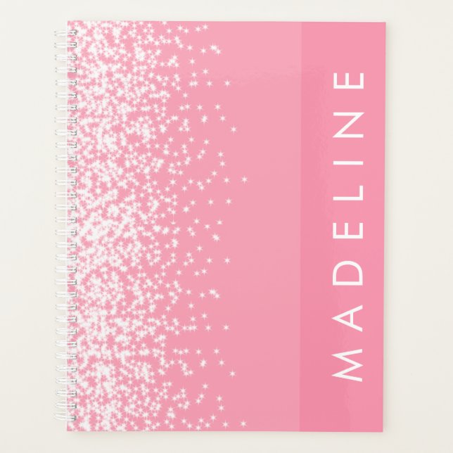 Agenda Nome Personalizado do Sparkle Rosa Simples (Frente)