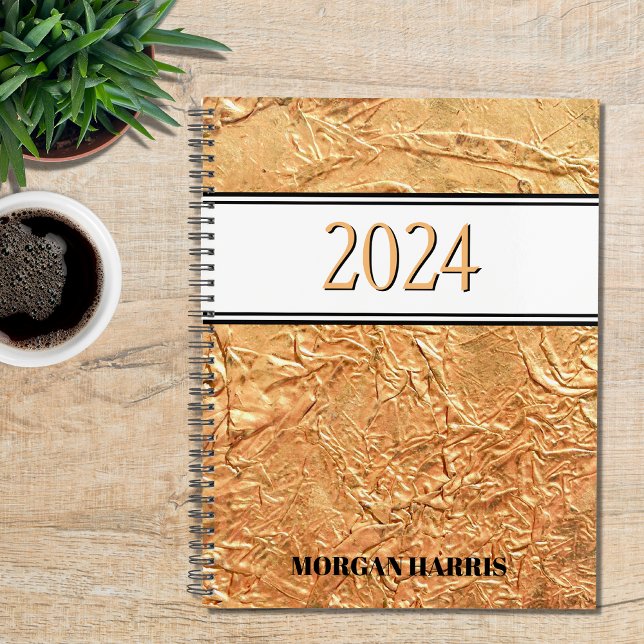 Agenda Nome Personalizado Dourado 2024 (Criador carregado)
