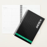 Agenda Nome Personalizado e Mensagem Personalizada Modern<br><div class="desc">Mantenha-se organizado em estilo com este moderno planejador personalizado negro, com um padrão elegante de esqueleto. Adicione seu próprio nome e mensagem personalizada para um toque exclusivo perfeito para a escola, o trabalho ou o planejamento diário. Escolha entre vários tamanhos e layouts para ajustado da programação. O Zazzle facilita a...</div>
