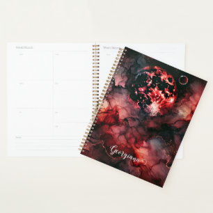 Agenda Nome Personalizado Eerie Blood Moon Halloween Tint