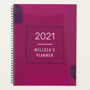 Agenda Nome Personalizado Elegante Púrpura Rosa 2021