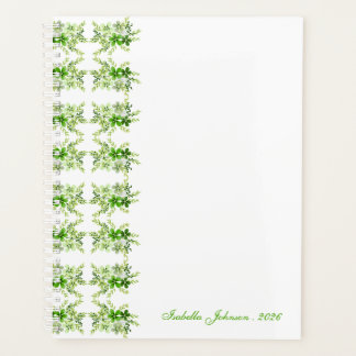 Agenda Nome Personalizado Floral Aquarela Verde
