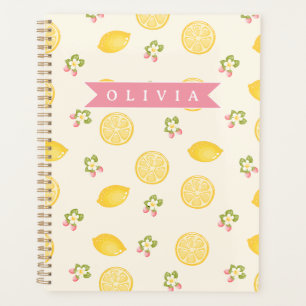 Agenda Nome Personalizado Floral de Limão de Verão Custom