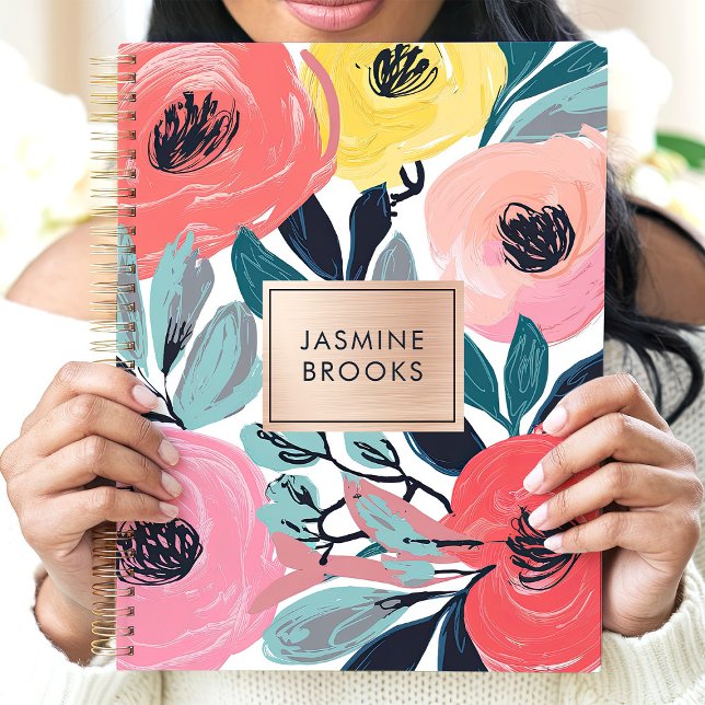 Agenda Nome Personalizado Floral Expressivo Negrito (Criador carregado)
