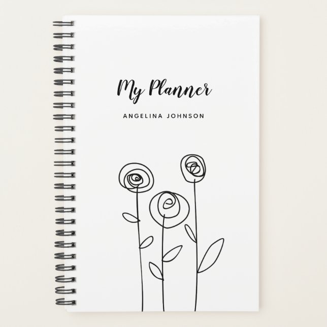 Agenda Nome Personalizado Floral Mínimo (Frente)