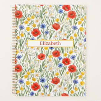 Agenda Nome Personalizado Flores Silvestres Vermelhas Ama