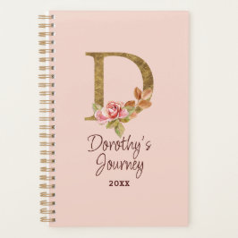 Agenda Nome Personalizado Folha de Ouro Blush Rosas Cor-d