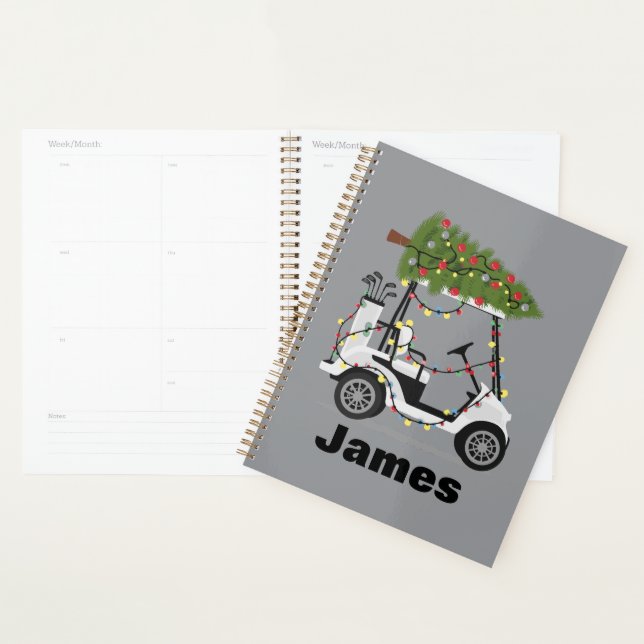 Agenda Nome Personalizado Golfer Natal Carrinho de Golfe  (Exibição)