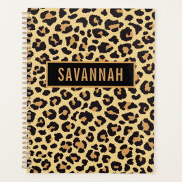 Agenda Nome personalizado Leopard Animal Print Patterno C