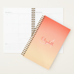 Agenda Nome Personalizado Monograma Coral Ombre Pastel Am