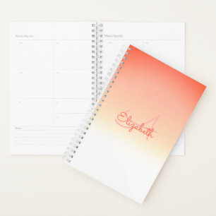 Agenda Nome Personalizado Monograma Inicial Branco de Cor