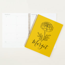 Agenda Nome Personalizado Outubro Marigold Birth Flower