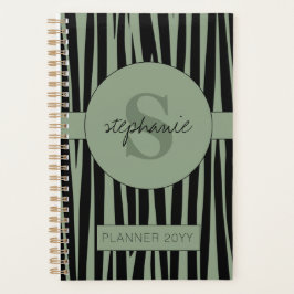 Agenda Nome Personalizado Padrão de stripes Zebra Monogra