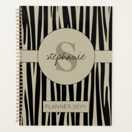 Agenda Nome Personalizado Padrão de stripes Zebra Monogra