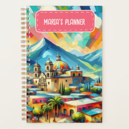 Agenda Nome Personalizado Pintado Paisagem Mexicana