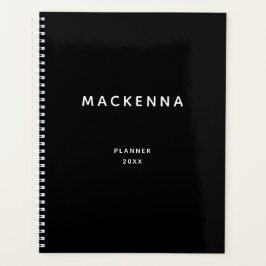 Agenda Nome Personalizado Preto Elegante Moderno Minimali