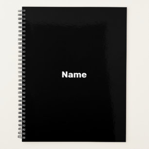 Agenda Nome personalizado preto simples texto monograma n