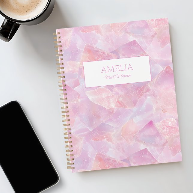 Agenda Nome Personalizado Simples do Gemstone Rosa Modern (Modern Pink Gemstone Simple Custom Name Undated Planner)