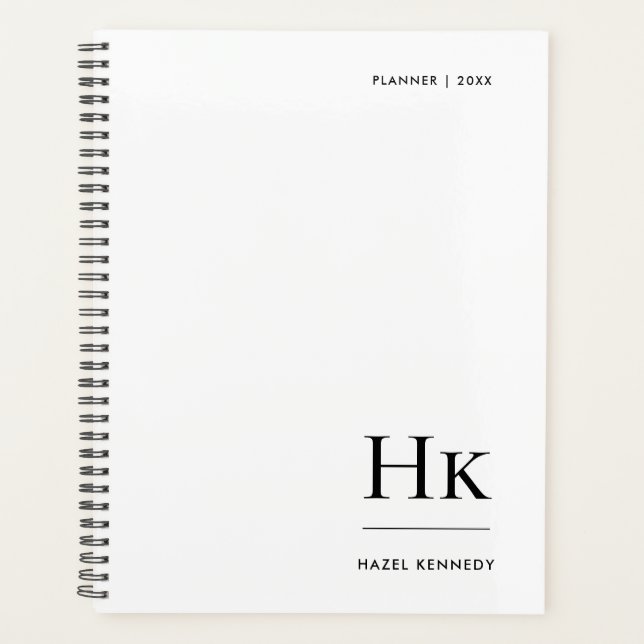 Agenda Nome Personalizado Simples e Minimalista Branco Mo (Frente)