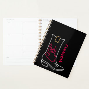 Agenda Nome Personalizável de Arranque do Neon Cowboy