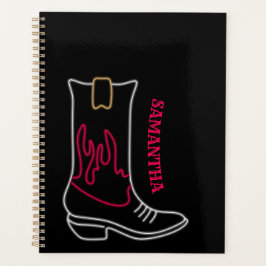 Agenda Nome Personalizável de Arranque do Neon Cowboy