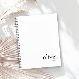 Agenda Nome Simples do Monograma Preto e Branco Profissio