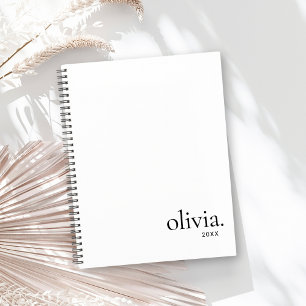 Agenda Nome Simples do Monograma Preto e Branco Profissio